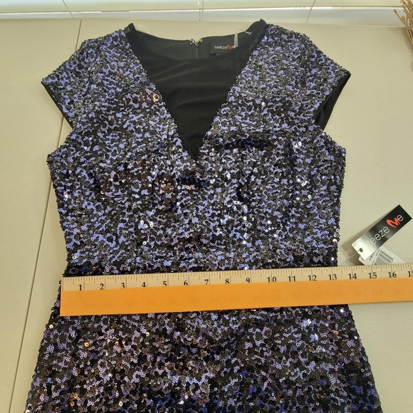 TEEZE ME Womens Navy Short Sleeve Body Con Evening Dress Juniors 11\12 - Picture 7 of 13